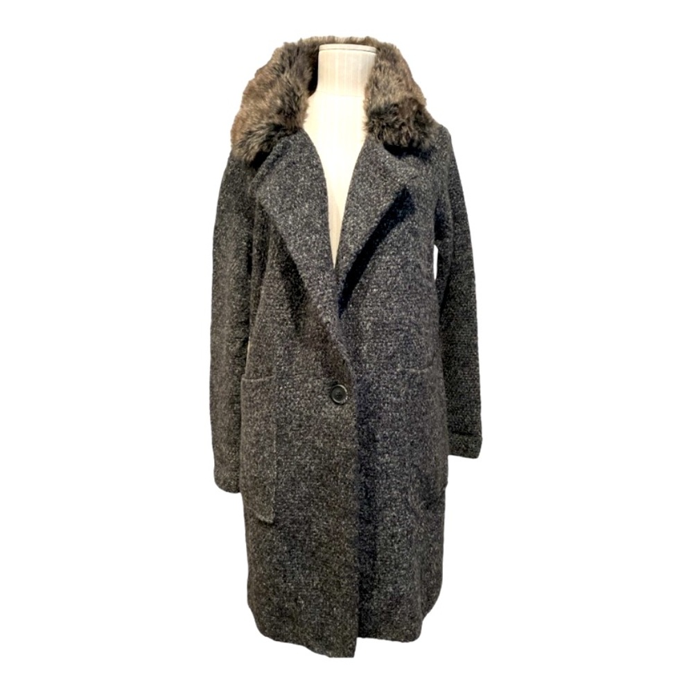 Zara Knit Faux Fur Collar Sweater Coat